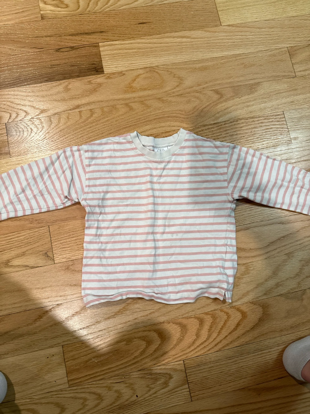 Zara Pink & White Striped Long-Sleeve Tee